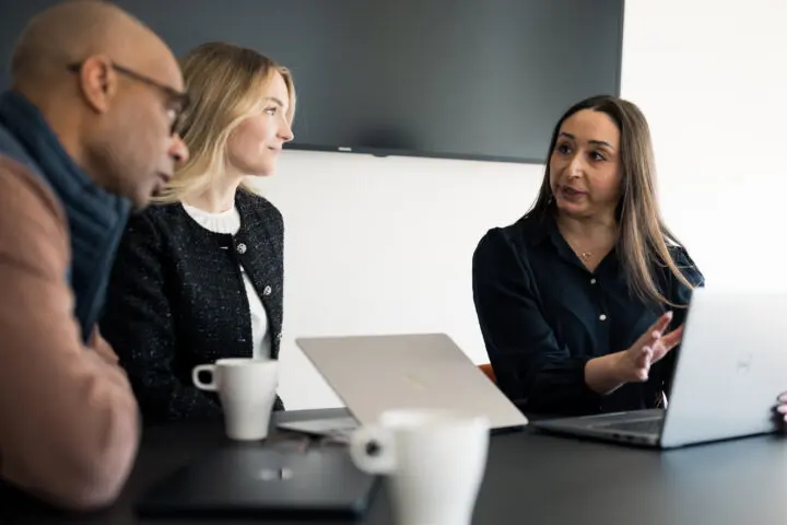 Three colleagues working together