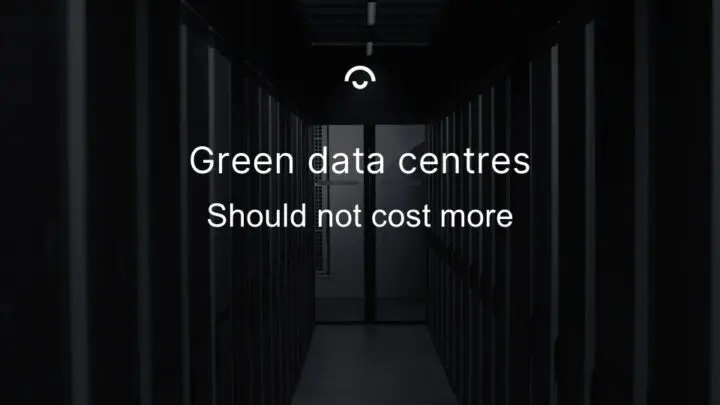 Article image: Corridor in Bineros' server hall. Text: Green data centres should not cost more