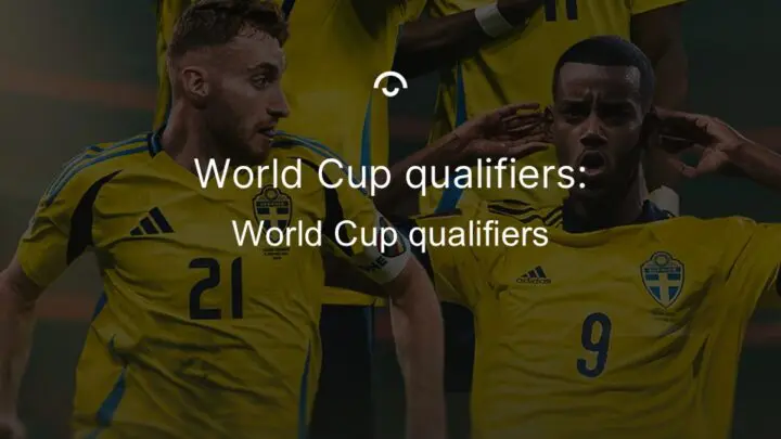 Article image: Photomontage of football players in yellow T-shirts. Text: World cup qualifiers