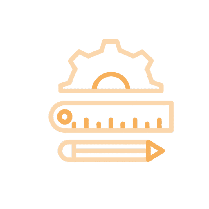 Icon with gear, pencil and ruler