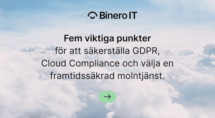 Text on background image with cloud. Cloud compliance and Swedish cloud services in eHealth. Text på bakgrundsbild med moln. Cloud compliance och svenska molntjänster inom e-hälsa.