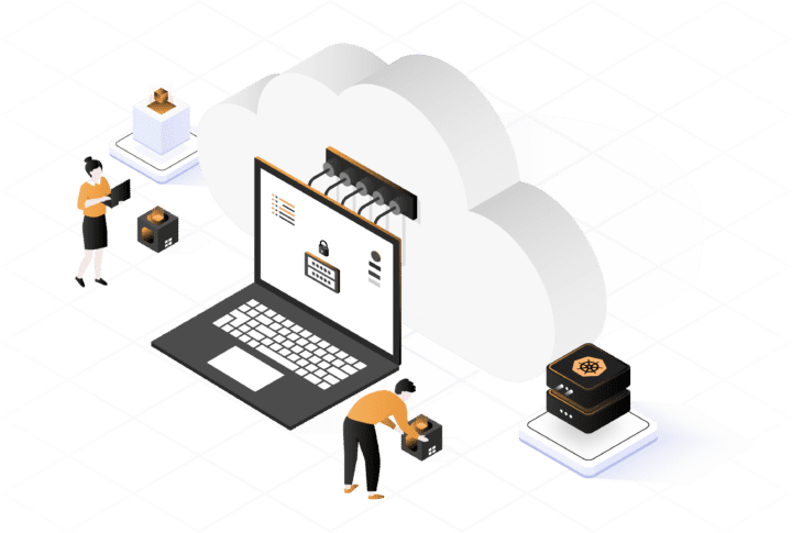 Illustration of managed services cloud solutions Illustration av managed services molnlösningar