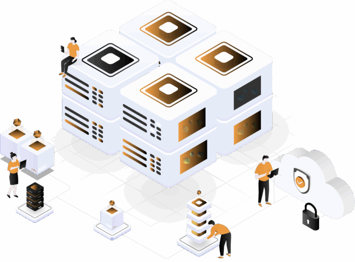 Illustration, people working with Container as a Service. Illustration, människor som jobbar med Container as a Service.
