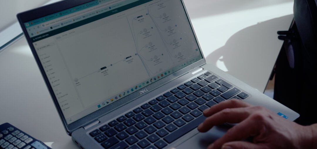 Working on a laptop