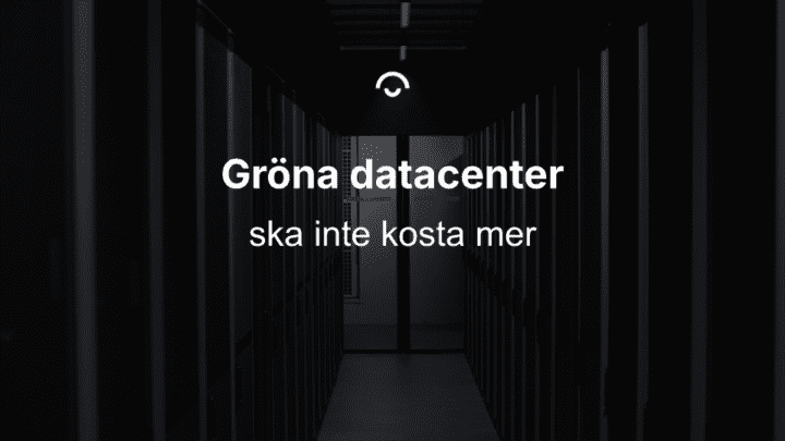 Insidan av Bineros gröna datacenter, med artikelrubrik över bilden.