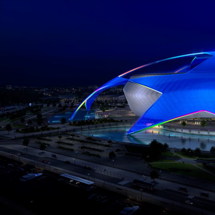 Champions League stadium at night
