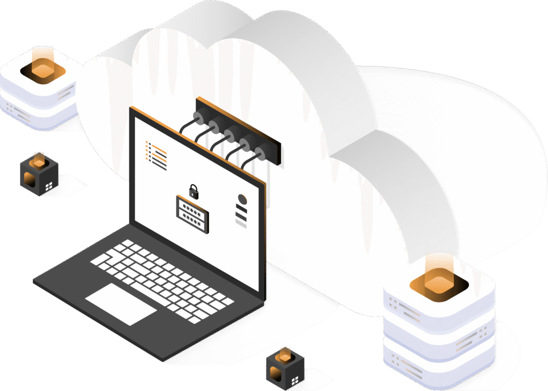 Illustration of a laptop connected to a cloud.